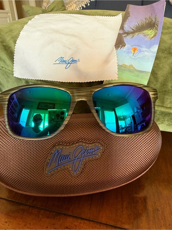 Maui Jim Accessories - Maui Jim Green Mirrored Sunglasses with Olive-Stripe Fade Frame Unisex
